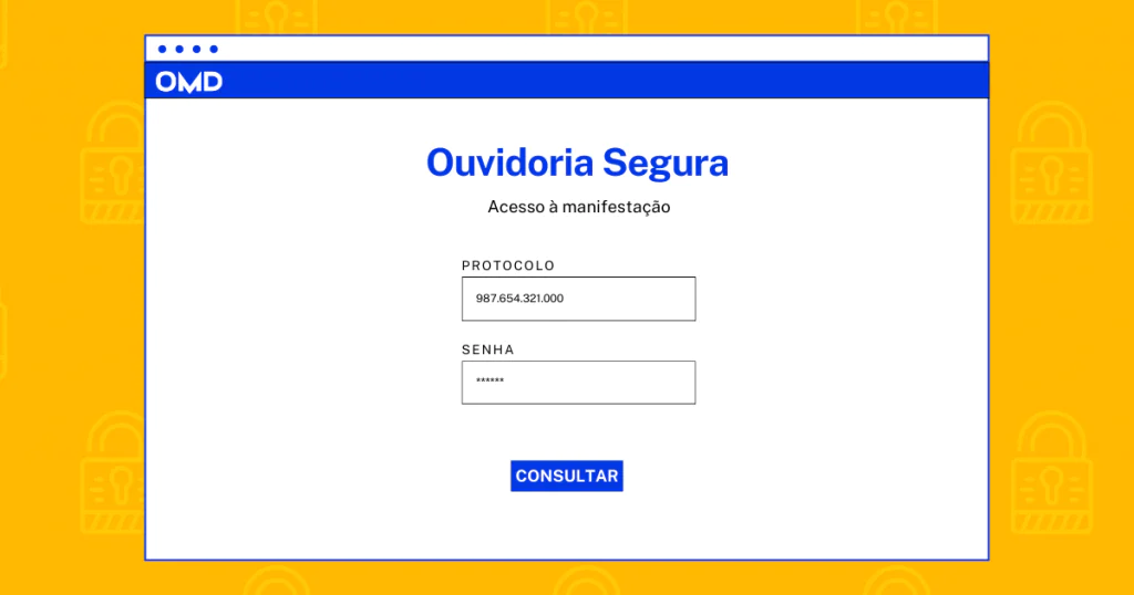 tela simulando login de consulta de manifestação da Ouvidoria