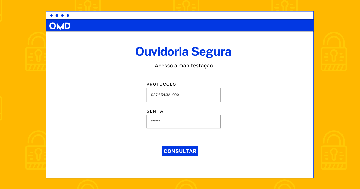 tela simulando login de consulta de manifestação da Ouvidoria