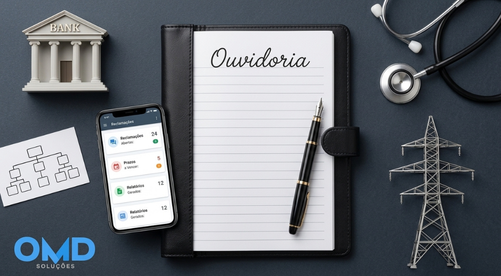 agenda com a palavra "ouvidoria" e outros elementos sobre ouvidoria